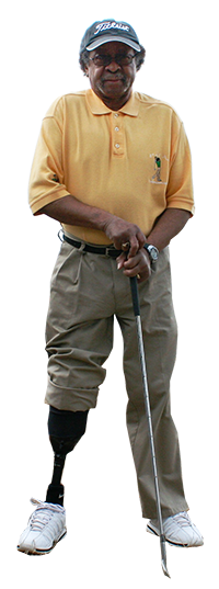 golfer with prosthetic leg
